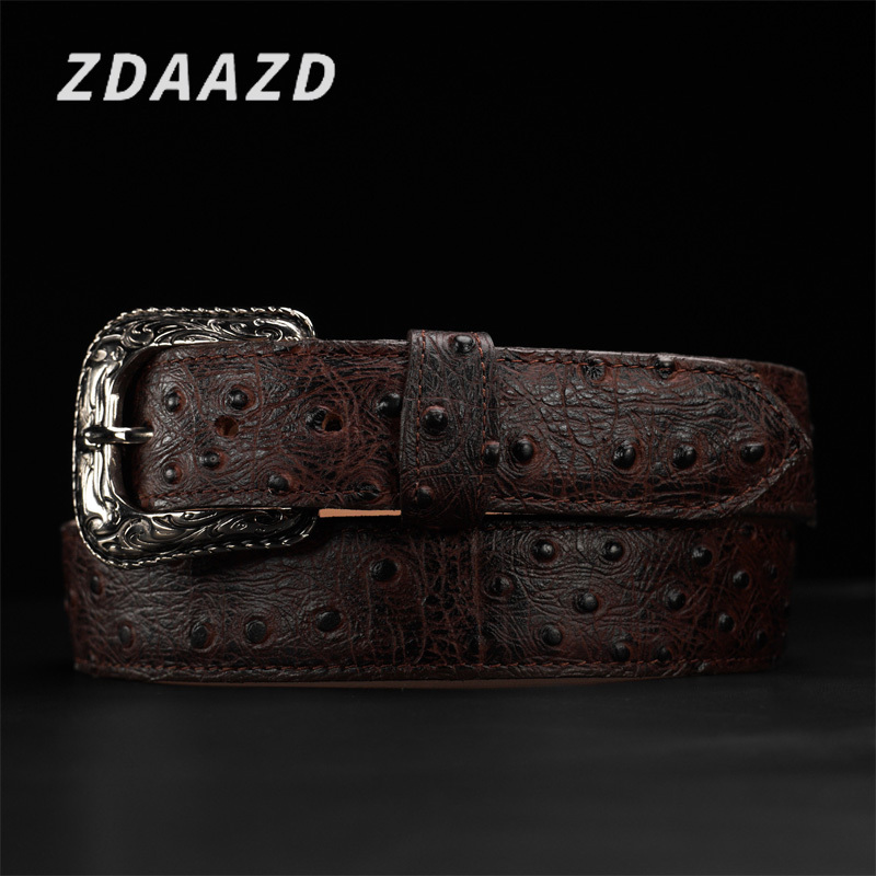 Pure natural wine red ostrich leather belts