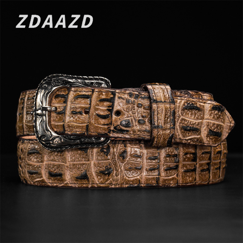 Men's premium crocodile leather belt