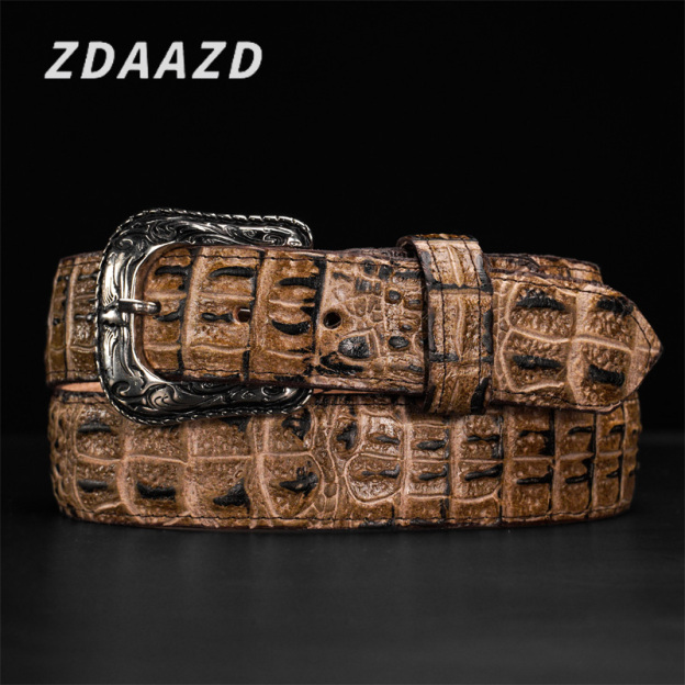 Men's premium crocodile leather belt