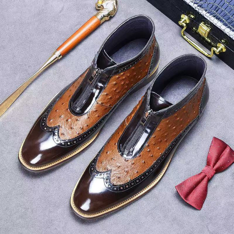 Genuine leather glossy Chelsea boots