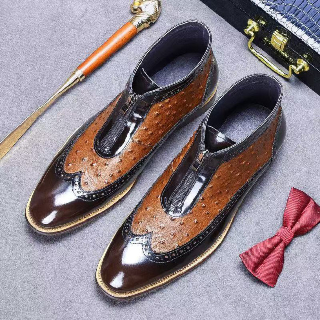 Genuine leather glossy Chelsea boots