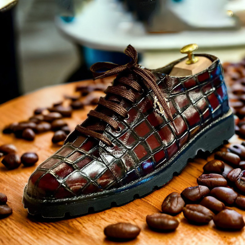 Crocodile Leather Thick Sole Casual Men's Leather Shoes