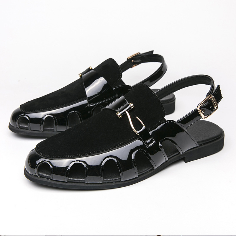 Baotou Breathable Hollow Out Cowhide Men's Beach Shoes
