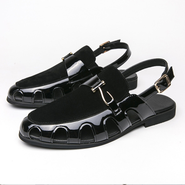 Baotou Breathable Hollow Out Cowhide Men's Beach Shoes