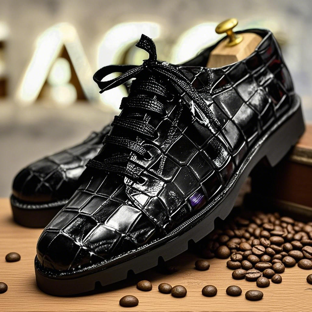 Crocodile Leather Thick Sole Casual Men's Leather Shoes