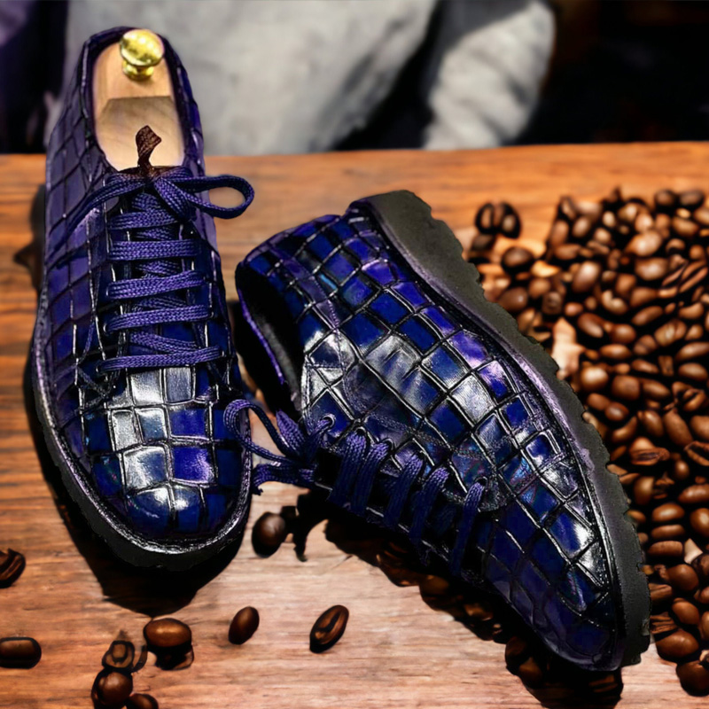 Crocodile Leather Thick Sole Casual Men's Leather Shoes