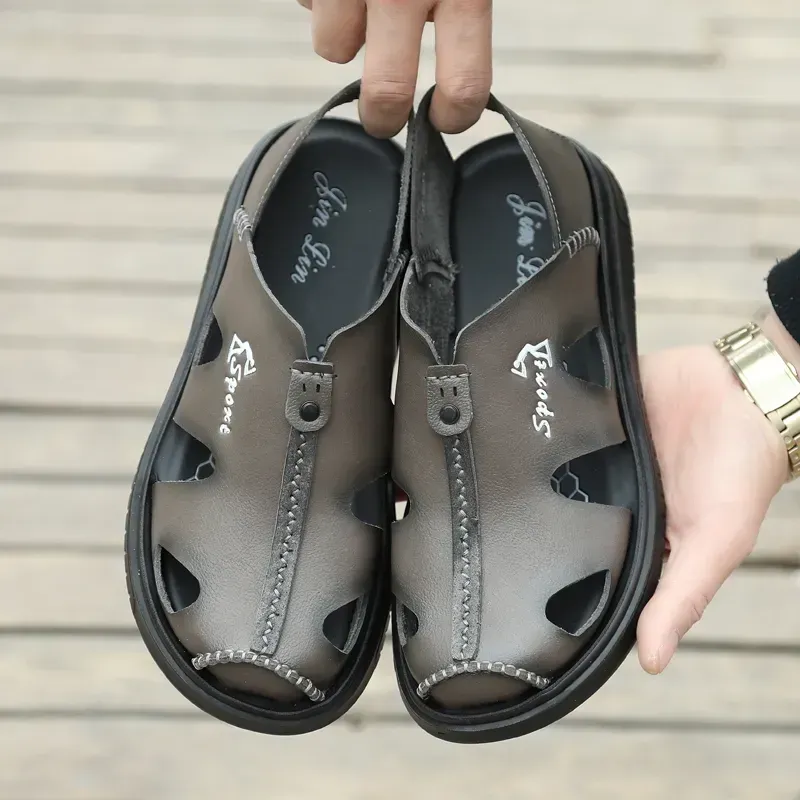 Summer Genuine Cowhide Men's Baotou Sandals-Zdaazd