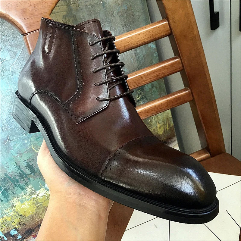 Casual square-toe leather shoes