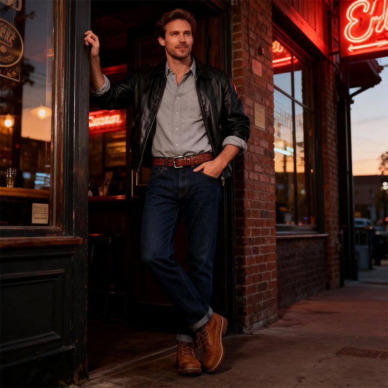 Men's premium brown-red crocodile leather belt