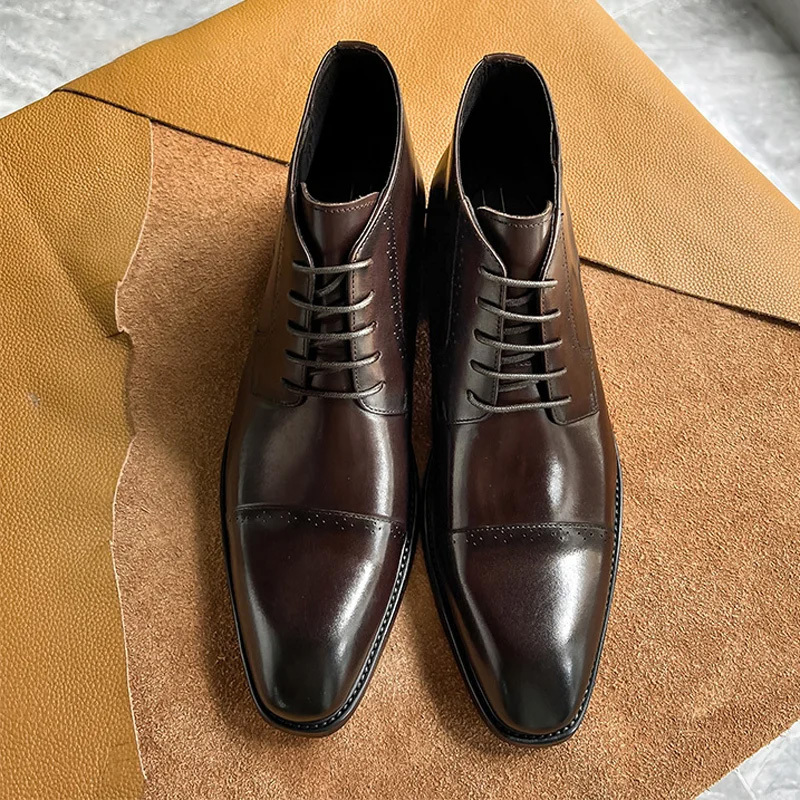 Casual square-toe leather shoes