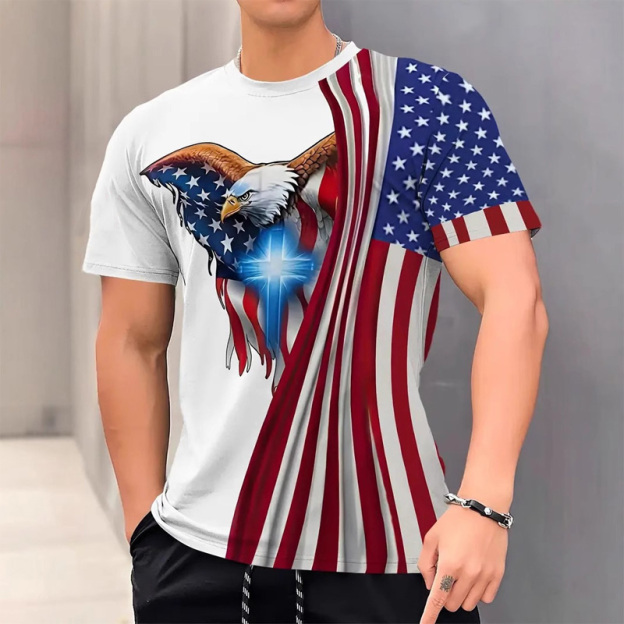 3D Printed Crew Neck Short-Sleeve T-Shirt