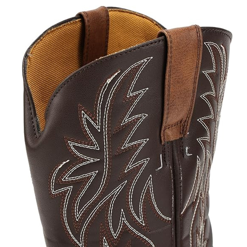 High-top embroidered vintage cowboy boots