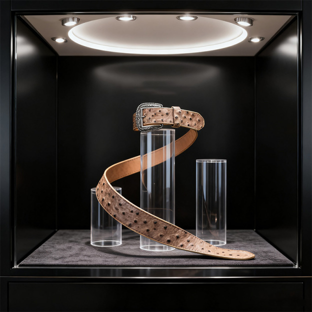 Pure natural ostrich leather belt