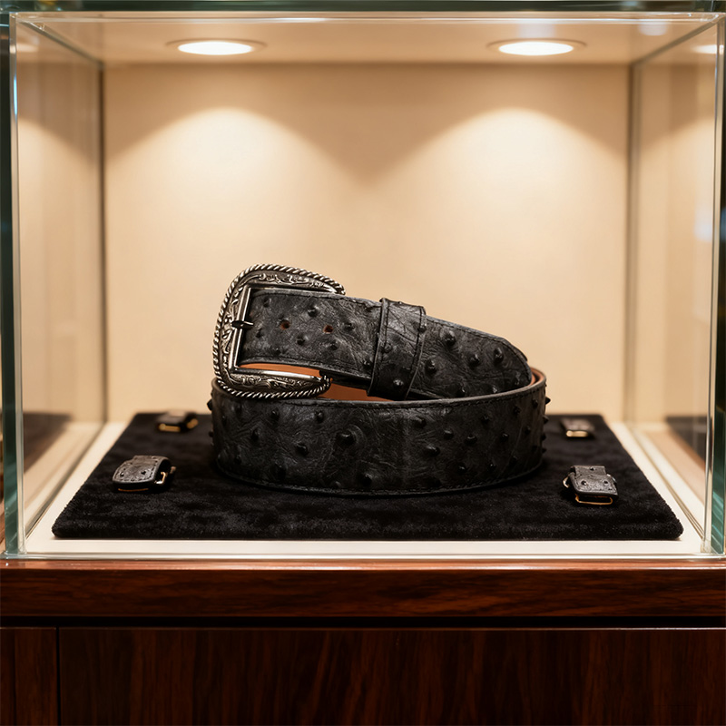 Pure natural high-quality ostrich leather belt