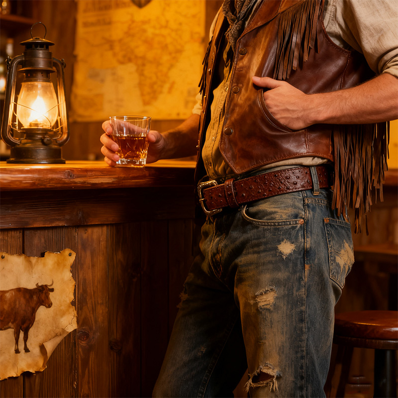 Pure natural wine red ostrich leather belts