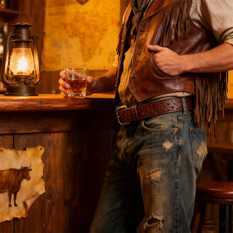 Pure natural wine red ostrich leather belts