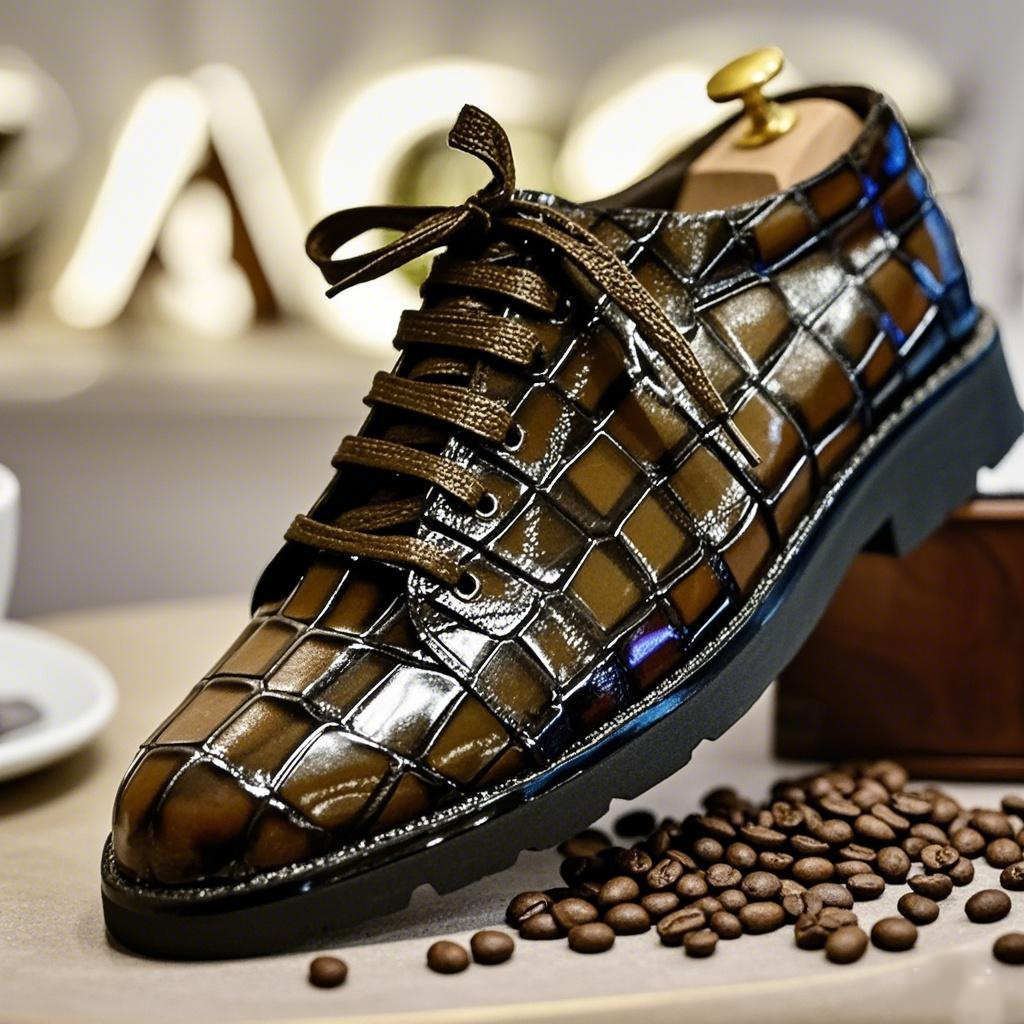 Crocodile Leather Thick Sole Casual Men's Leather Shoes