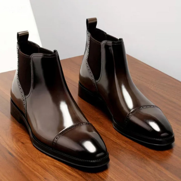 New Men's Mid-Top Pointed Toe Chelsea Boots