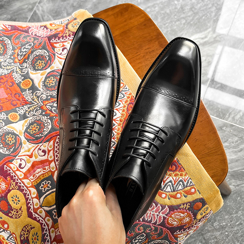 Casual square-toe leather shoes