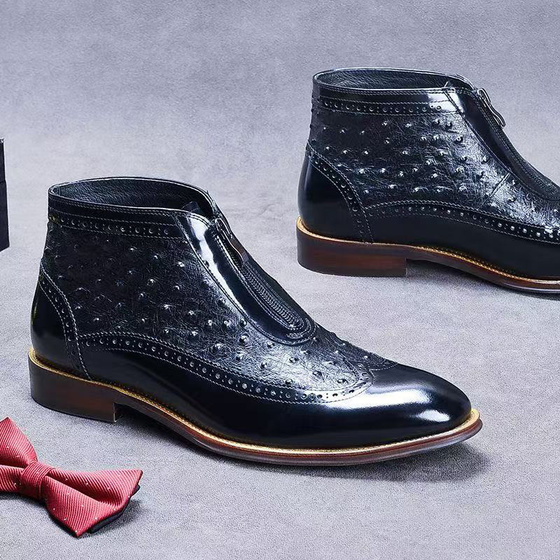 Genuine leather glossy Chelsea boots