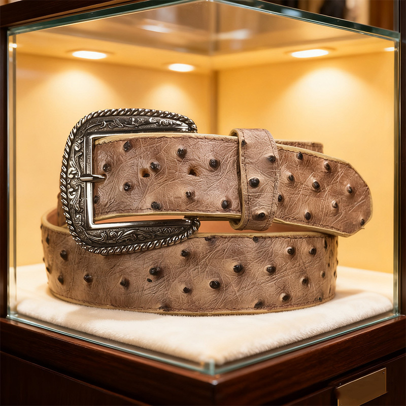Pure natural ostrich leather belt
