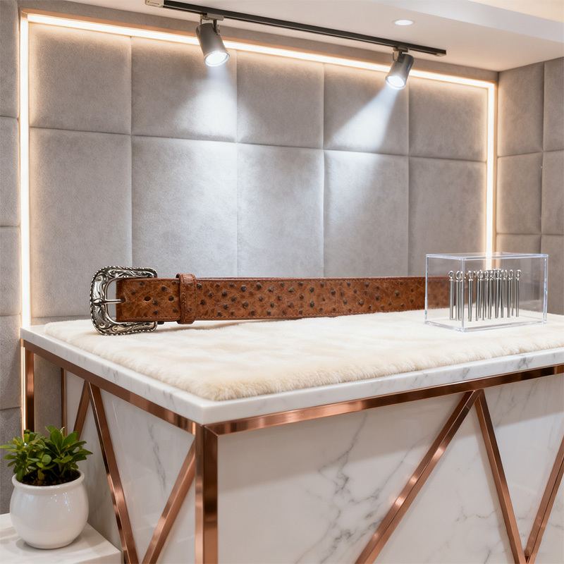 Pure natural selected ostrich leather belts