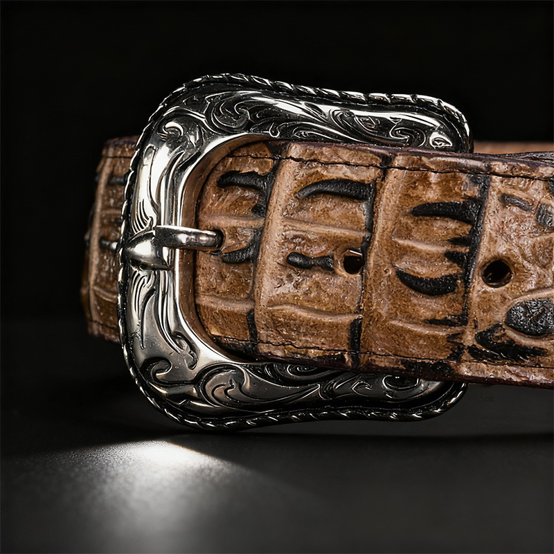 Men's premium crocodile leather belt