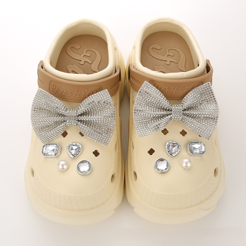 Hole shoes accessories diy pearl metal rhinestone chain decorative buckle-Zdaazd