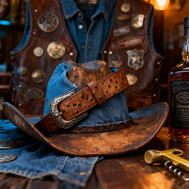 Pure natural selected ostrich leather belts