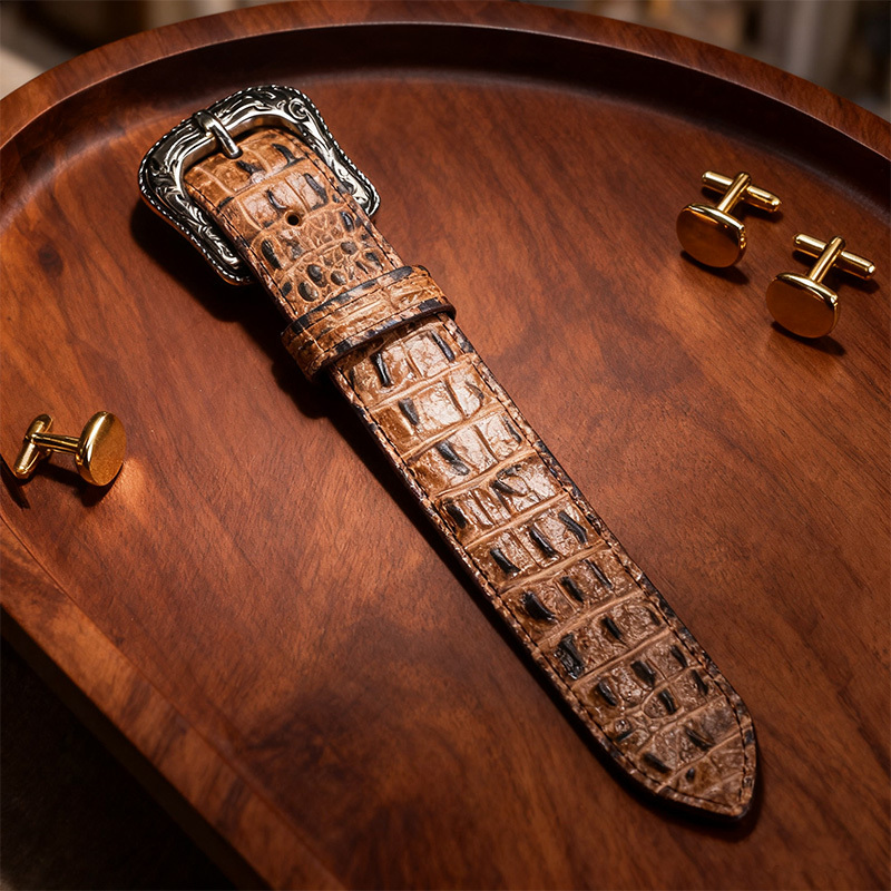 Men's premium crocodile leather belt