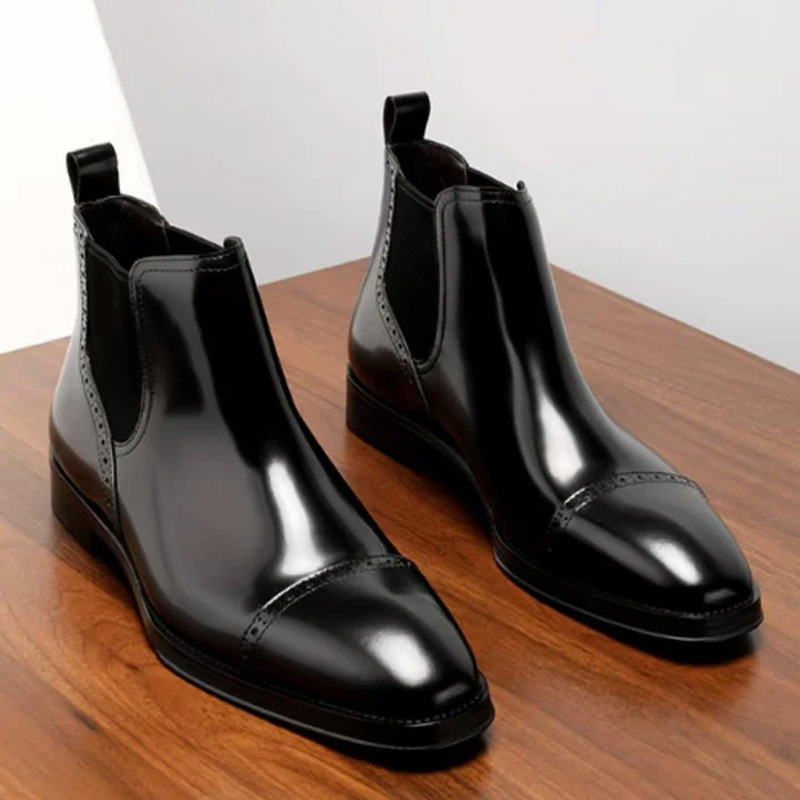 New Men's Mid-Top Pointed Toe Chelsea Boots