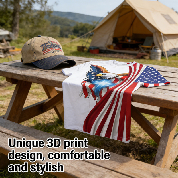 3D Printed Crew Neck Short-Sleeve T-Shirt