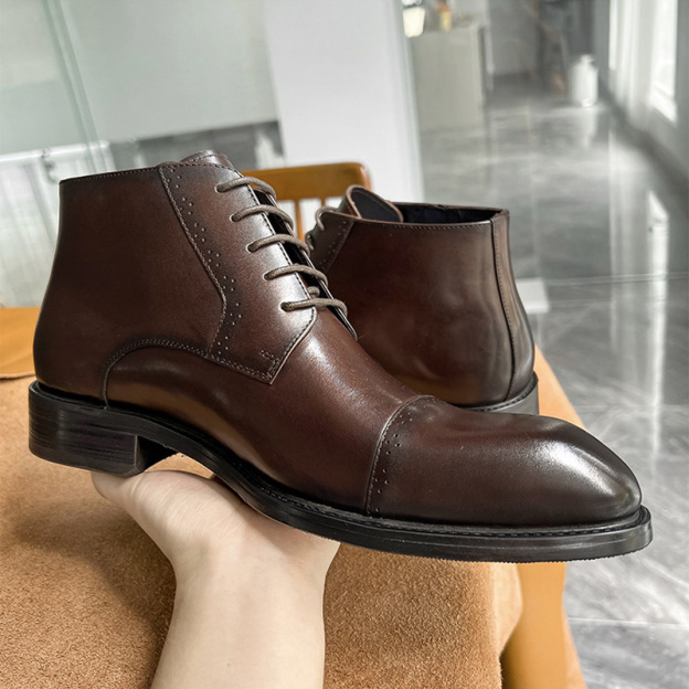 Casual square-toe leather shoes