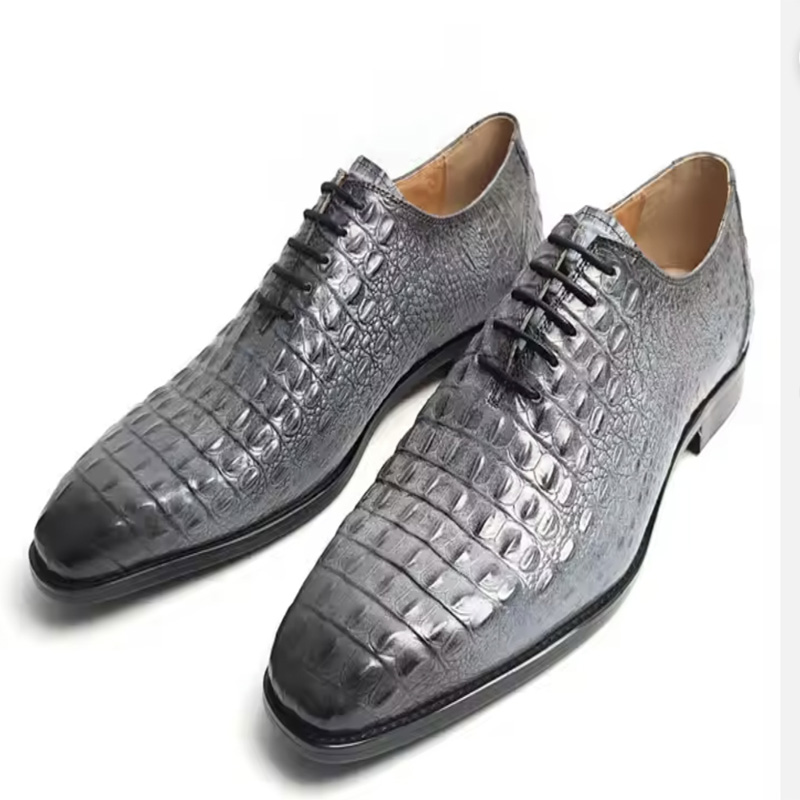 New crocodile-embossed leather shoes