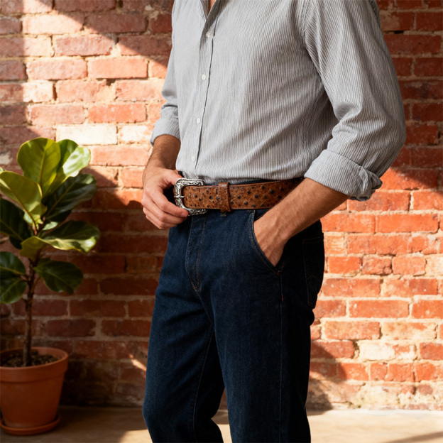 Pure natural selected ostrich leather belts
