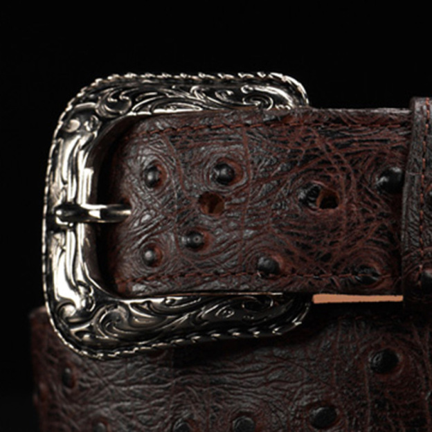 Pure natural wine red ostrich leather belts