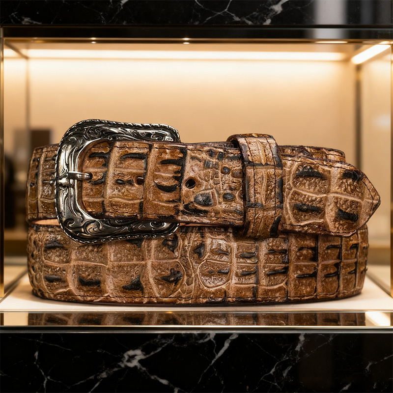 Men's premium crocodile leather belt