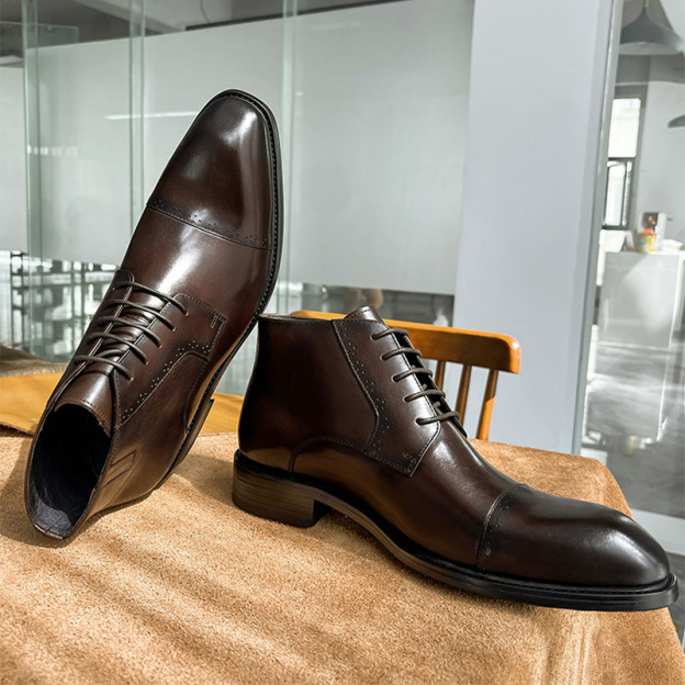 Casual square-toe leather shoes