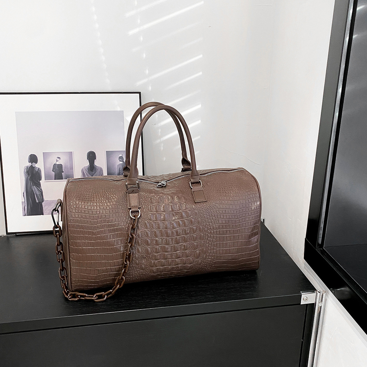 Short trip bag large capacity crocodile leather waterproof man-Zdaazd