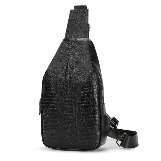 Crocodile Leather Chest Bag Crossbody Men-Zdaazd