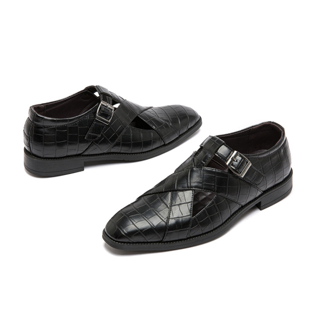  Crocodile Leather Baotou Men's Hollowed Out Summer Outside Sandals -Zdaazd