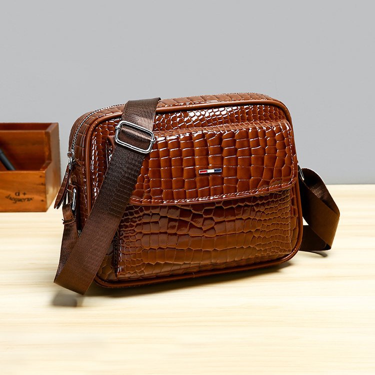 Crocodile leather men's and women's shoulder crossbody bag fashion shiny texture backpacks-Zdaazd
