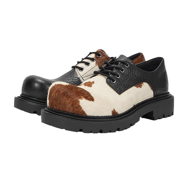 Cow horsehair derby casual leather shoes-Zdaazd