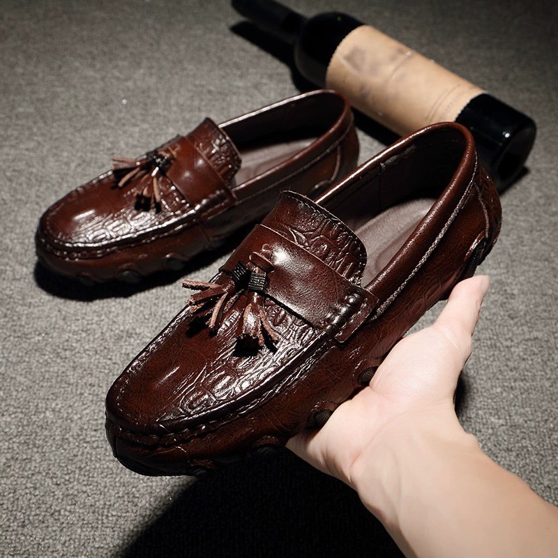 Spring, summer and autumn men's casual shoes crocodile pattern leather shoes-Zdaazd