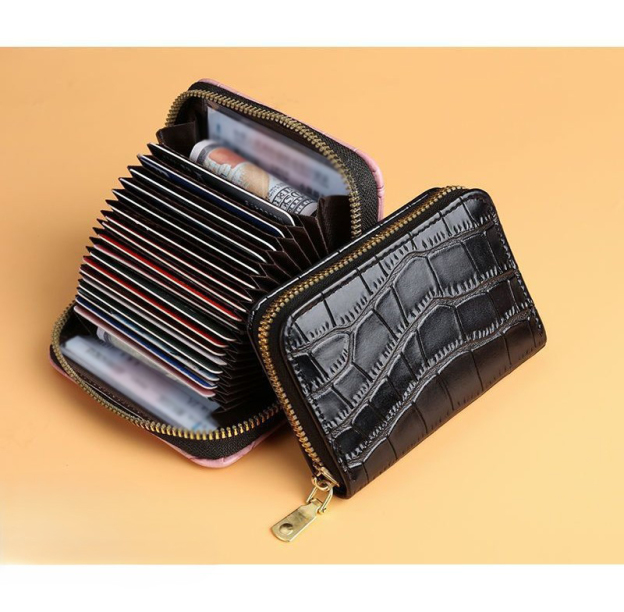 Crocodile Leather Card Case for Female Students-Zdaazd