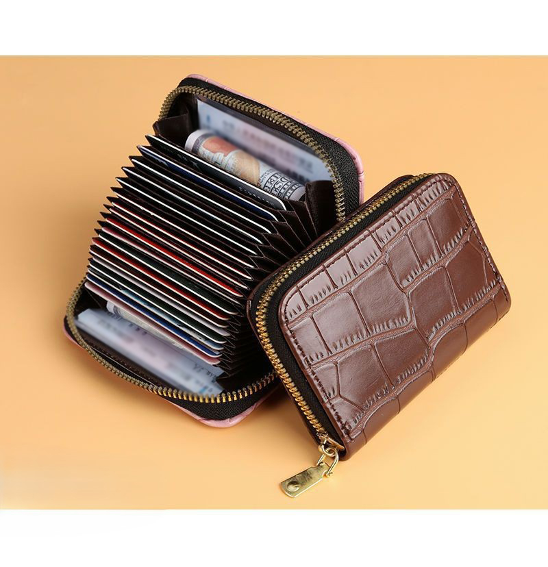 Crocodile Leather Card Case for Female Students-Zdaazd