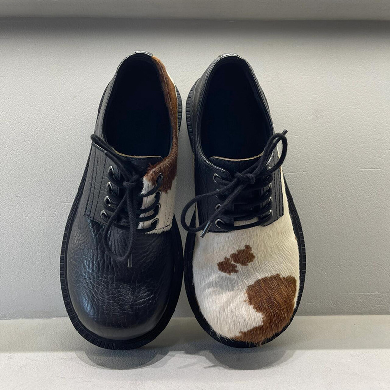 Cow horsehair derby casual leather shoes-Zdaazd