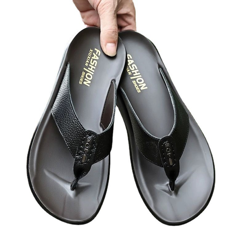 Summer cowhide beach casual sandals for men-Zdaazd