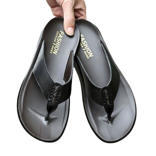 Summer cowhide beach casual sandals for men-Zdaazd