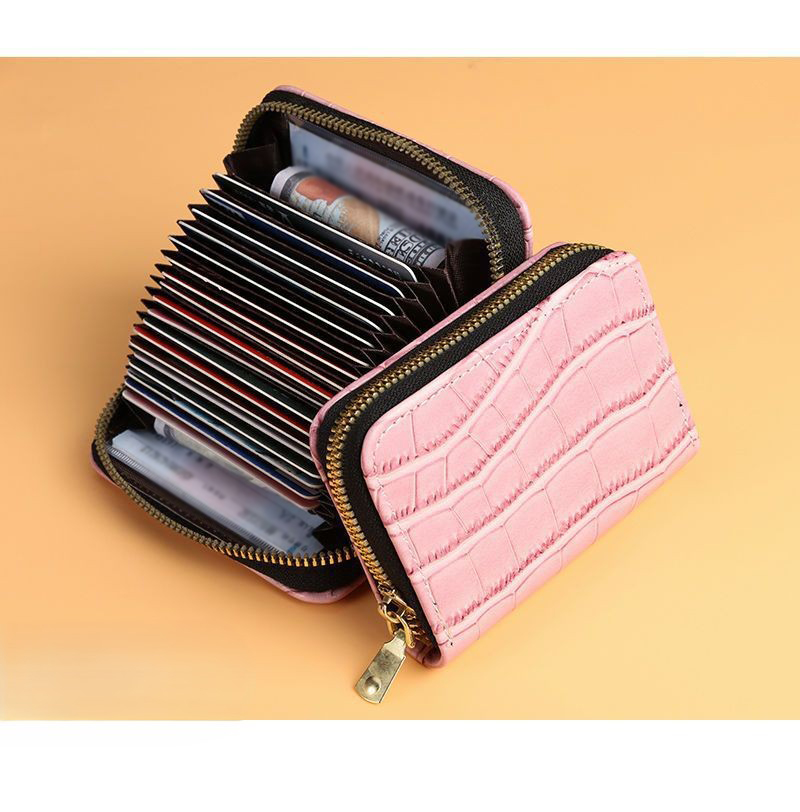 Crocodile Leather Card Case for Female Students-Zdaazd